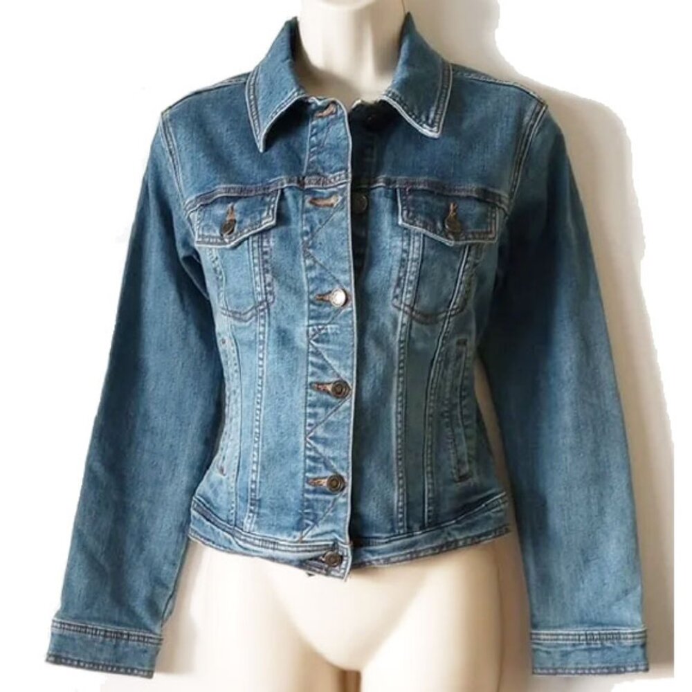 NWOT Prana Classic Stretch Denim Jean Jacket XS Organic Cotton Poly Blend